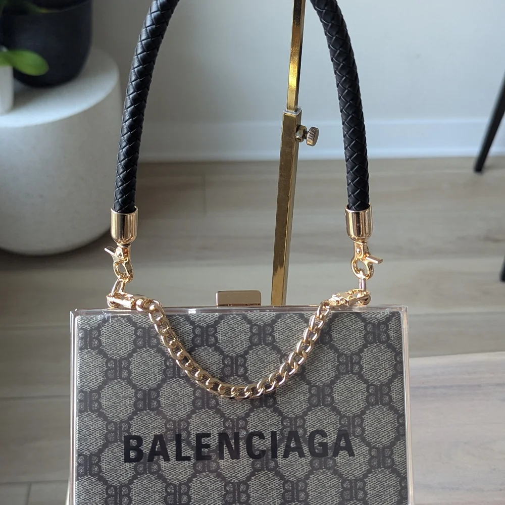 Upcycled Balenciaga X Gucci Paper Shopping Bag Novelty Clutch Transformation